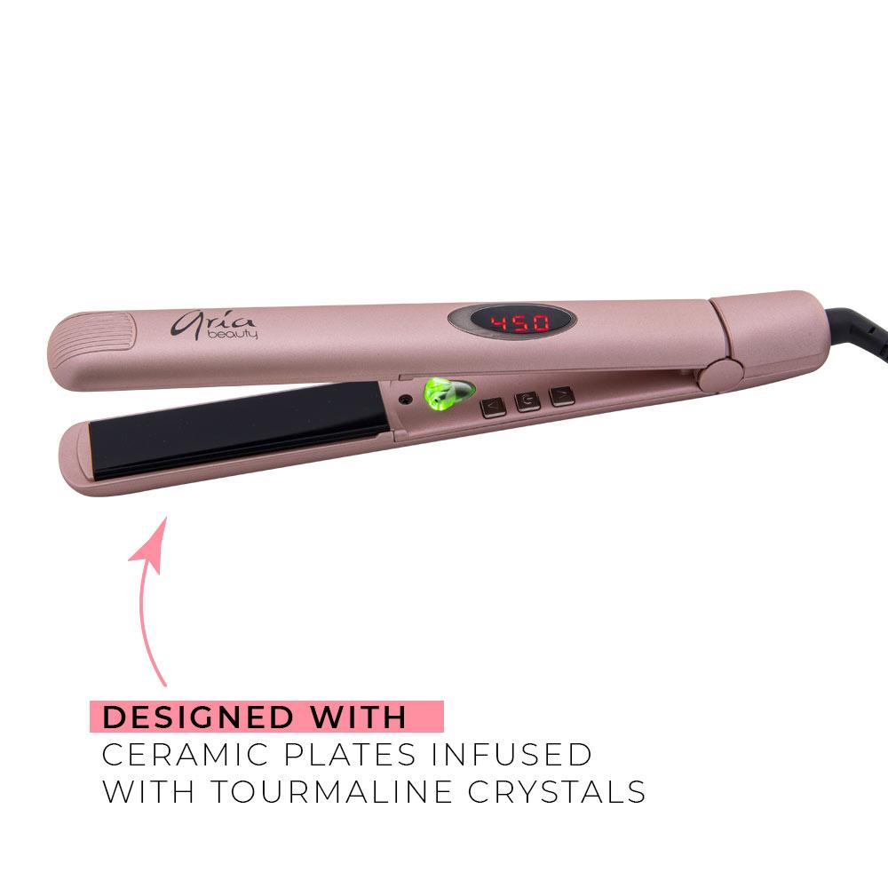Aria Beauty 1” Rose Gold Infrared Ceramic Hair Straightener